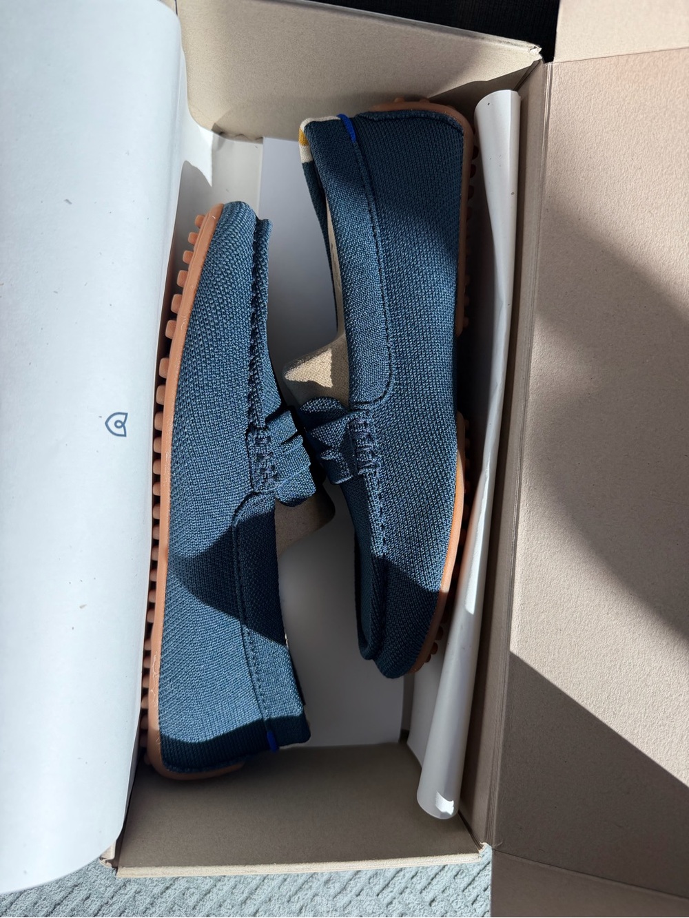 Rothy's Navy blue driving loafers *worn once * LIKE NEW * IN BOX - Picture 2 of 6